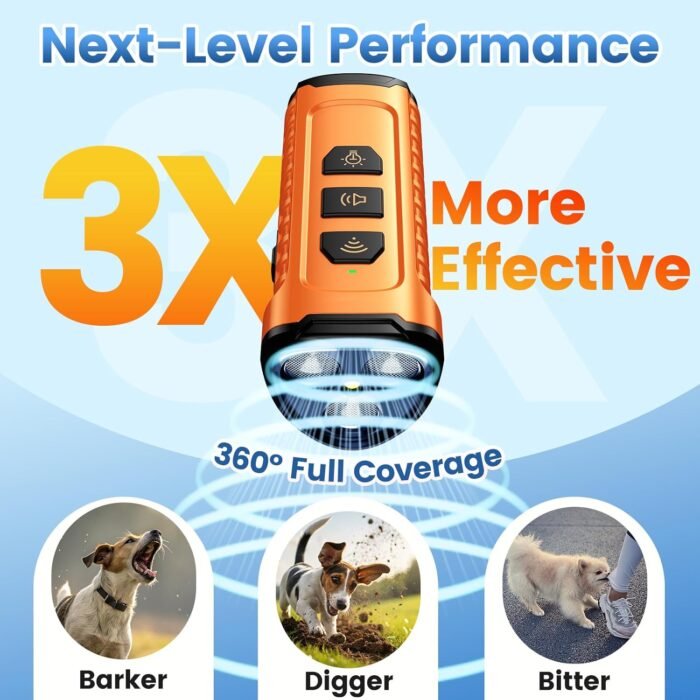Dog Bark Deterrent Device 3X Anti Barking Device for Dogs, 5 Modes Stop Neighbors Dog Barks No More Safe for All Dogs 50FT Bark Control Indoor Outdoor with Flashlight,Dog Training Device - Image 3