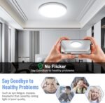 SunRider LED Flush Mount Ceiling Light Fixture, 5000K Daylight White, 2400LM, 12 Inch 24W White Round Flat Bedroom Lights, 240W Equiv. Non-Dimmable - Image 5