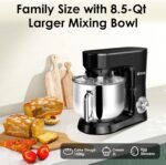 Kitchen in the Box Stand Mixer, 900W 8.5 QT Kitchen Electric Mixer, 10-Speed Large Capacity Tilt-head Food Mixer with Dough Hook, Wire Whip, Flat Beater & Splash Guard (Black) - Image 4