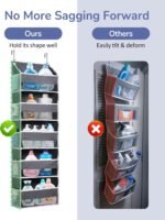 ULG 1 Pack Over Door Organizer with 5 Large Pockets 10 Mesh Side Pockets, 44 lbs Weight Capacity Hanging Storage Organizer with Clear Window Kids Toys, Shoes, Diapers, Dark Grey, 5 Layers - Image 3
