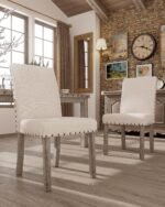Dining Chairs Set of 2, Modern Farmhouse Upholstered Dining Room Chair for Kitchen - Image 4