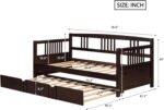 Merax Daybed with Trundle Bed Wooden Slats Support Modern Living Daybed with Rails, Twin Size, Espresso - Image 3