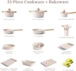 Pots and Pans Set Nonstick - Kitchen Cookware + Bakeware Set Granite Kitchenware Set, Induction Cookware Sets with Frying Pan Stockpot Saucepan Basket Cookie Sheet and Baking Pans for Gift - Image 3