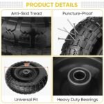 TICONN 10" Solid Tires, 2 Pack Flat Free 4.10/3.50-4'' Wheels with 5/8” Axle Bore Hole and Double Sealed Bearings (Black, 2PK) - Image 3