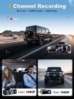 4K 3 Channel Dash Cam Front and Rear Inside, Built-in 5.8GHz WiFi GPS, 64GB Card Included, 4K+1080P+1080P Dash Camera for Cars, 3.18'' IPS Screen Dashcam with G-Sensor, 24H Parking Monitor - Image 3