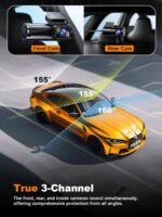 4K 3 Channel Dash Cam Front and Rear Inside, Built-in 5.8GHz WiFi GPS, 64GB Card Included, 4K+1080P+1080P Dash Camera for Cars, 3.18'' IPS Screen Dashcam with G-Sensor, 24H Parking Monitor - Image 4