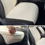 Linen Car Seat Covers Front Seat Covers Breathable Cloth Fabric Car Seat Protector - Universal Fit for Cars, Vans, SUVs, Trucks - 2 Units - Beige - Image 3