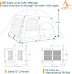 KTT Extra Large Tent 6-10-12-14 Person(A),Family Cabin Tents,2 Rooms,3 Doors and 3 Windows with Mesh,Straight Wall,Waterproof,Double Layer,Big Tent for Outdoor,Picnic,Camping,Family Gathering - Image 5