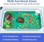 Turtle cage Tortoise Terrarium with Pump＆Filter with Shower Function Easy to Change Water and Clean Water for Turtle Horned Frog Hermit Crab (Green, Medium) - Image 5