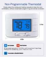 Non Programmable Thermostat for Home 1 Heat/ 1 Cool Single-Stage System, with Room Temperature Monitor (LCD Blue Backlit Screen) - Image 3