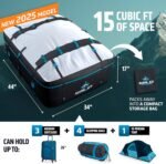 Rooftop Cargo Carrier - 15 Cubic Feet (L), Waterproof Soft Shell Car Roof Cargo Carrier, Heavy Duty Car Top Luggage Cargo Bag with Patented Door Hooks and Non-Slip Mat - Image 3