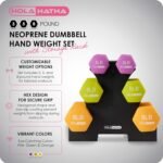 HolaHatha 2, 3, 5, 8, and 10 Pound Neoprene Dumbbell Free Hand Weight Set with Rack, Ideal for Home Exercises to Gain Tone and Definition, Pastel - Image 3