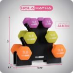 HolaHatha 2, 3, 5, 8, and 10 Pound Neoprene Dumbbell Free Hand Weight Set with Rack, Ideal for Home Exercises to Gain Tone and Definition, Pastel - Image 4