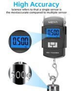 MEIYA Fish Scale 110lb/50kg Digital Fishing Scale with Backlit LCD, Portable Handle, Stainless Steel Hook & 2 AAA Batteries – Reliable Fishing Gear & Great Fishing Gifts for Men - Image 3