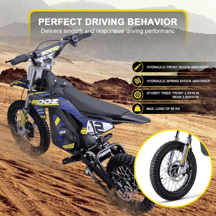 MotoTec 36v 1000w (HP112E) Electric Dirt Bike Blue - Image 4