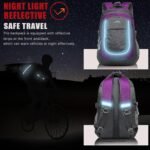 ProEtrade Backpack Bookbag for College Sturdy Travel Business Hiking Fit Laptop Up to 15.6 Inch Multi Compartment Gifts for Men Women Night Light Reflective (Purple A) - Image 5