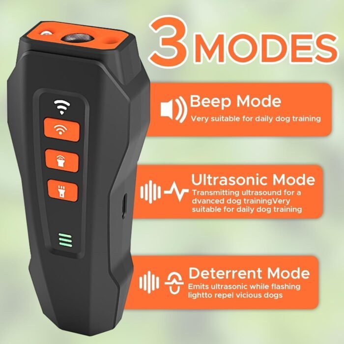 2025 Upgraded Anti Barking Device for Dogs, Ultrasonic Dog Bark Deterrent, Dog Bark Deterrent Devices, Best Anti-Barking Device, 3 Modes & LED Light Portable Indoor & Outdoor - Image 4
