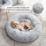 WESTERN HOME WH Calming Soft Round Dog & Cat Bed, Anti-Anxiety Donut Cuddler Warming Cozy Fluffy Faux Fur Plush Cushion Bed for Small Medium Dogs and Cats (20"/24"/27"/30"), Light Grey - Image 3