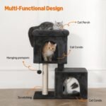 Amazon Basics 30-Inch Cat Tree Tower, Activity Center with 2 Plush Condos, Sisal Scratching Post and Hanging Pompom, Gray - Image 3