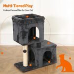 Amazon Basics 30-Inch Cat Tree Tower, Activity Center with 2 Plush Condos, Sisal Scratching Post and Hanging Pompom, Gray - Image 6