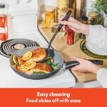 BELLA Nonstick Cookware Set with Glass Lids - Aluminum Bakeware, Pots and Pans, Storage Bowls & Utensils, Compatible with All Stovetops, 21 Piece, Black - Image 4