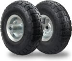 (2 Pack) RRQ 10 Inch Pneumatic Wheel 4.10/3.50-4 Tire, 10" Pneumatic Wheels with 5/8" Bearings,2.2" Offset Hub for Garden Cart, Hand Truck, Lawn Cart, Mower - Image 2