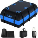 21 Cubic Feet Car Rooftop Cargo Bag Carrier, Soft Roof Top Luggage Bag for All Vechicles with/Without Racks - with Waterproof Zip, Luggage Lock, Anti-Slip Mat, Storage Bag, Door Hooks, Blue - Image 2