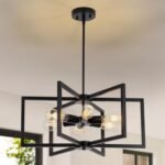 23.6” Black Chandelier for Dining Room 6 Light Kitchen Chandelier over Table Farmhouse Dining Room Light Fixtures Over Table,Hanging Pendant Light Fixture with Adjustable Height for Entryway,Foyer - Image 2