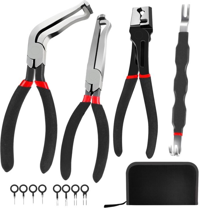 4 Pieces Electrical Disconnect Pliers for Cars, Electrical Connector Separator Tool and Automotive Electrical Connector Disconnect Pliers,Fuel Line Petrol Clip (Black 4 PCS) - Image 2