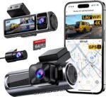4K 3 Channel Dash Cam Front and Rear Inside, Built-in 5.8GHz WiFi GPS, 64GB Card Included, 4K+1080P+1080P Dash Camera for Cars, 3.18'' IPS Screen Dashcam with G-Sensor, 24H Parking Monitor - Image 2