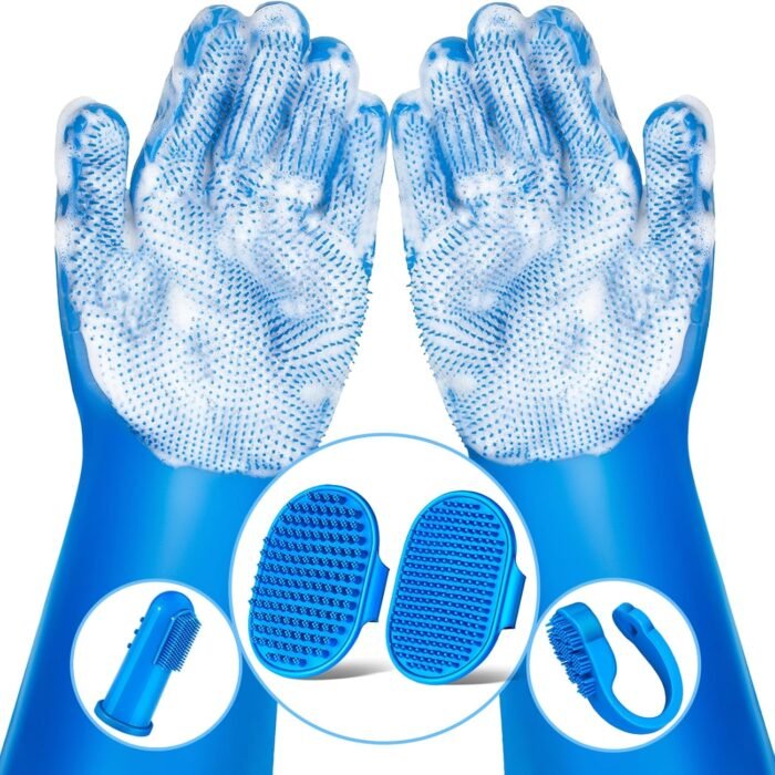 6PCS Pet Grooming Kit for Dogs,Cats and Horses | Dog Washing Gloves | Dog Bath Brush | Dog Bath Gloves | Dog Shampoo Brush | Pet Grooming Gloves | Dog Bath Supplies (Navy Blue) - Image 2