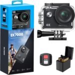 AKASO EK7000 4K30FPS 20MP WiFi Action Camera with EIS Ultra HD 131FT Waterproof Underwater Camera Remote Control 4X Zoom Support External Microphone Black - Image 2