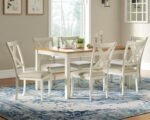 AMERLIFE 7-Piece Farmhouse Solid Wood Dining Table Set with 6 Upholstered Chairs, 60" Space Saving Dinner Table & Chairs Set, for Dining Room, Kitchen, Restaurant, Brown & White - Image 2