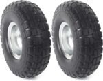 AR-PRO (2-Pack) 10-Inch Solid Rubber Tire Wheels - Replacement 4.10/3.50-4" Flat Free Tire with 5/8" Bearings, 2.2" Offset Hub - Compatible with Hand Truck, Wheelbarrow, Dolly, Gorilla Carts - Image 2