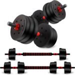 Adjustable Dumbbell Set, 40lbs Free Weights with Connector, Convertible Dumbbell Barbell Push-up Stand Set, 3 in 1 Home Gym Fitness Weight Set for Men/Women - Image 2
