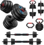Adjustable dumbbell set,20/35/45/55/70/90lbs Free Weights set with upgraded nut, 4 in 1 Weight Set Used as Kettlebells, Barbell, Push up Stand, Fitness Exercise for Home Gym Suitable Men/Women - Image 2