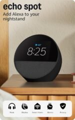 Amazon Echo Spot (newest model), Great for nightstands, offices and kitchens, Smart alarm clock with Alexa, Black - Image 2