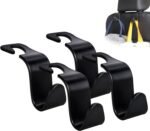 Amooca Car Seat Headrest Hook 4 Pack Hanger Storage Organizer Universal for Handbag Purse Coat fit Universal Vehicle Car Black S Type - Image 2