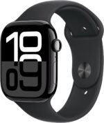 Apple Watch Series 10 [GPS 46mm case] Smartwatch with Jet Black Aluminium Case with Black Sport Band - M/L. Fitness Tracker, ECG App, Always-On Retina Display, Water Resistant - Image 2