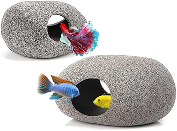 Aquarium Hideaway Rock Cave for Aquatic Pets to Breed, Play and Rest, Stackable Aquarium Cichlid Cave, Betta Hideout and House, Safe and Non-Toxic Ceramic Fish Tank Decorations - Image 2