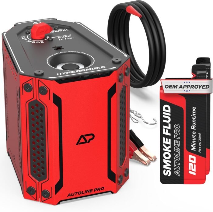 AutoLine Pro HyperSmoke™ Automotive Smoke Machine EVAP Vacuum Leak Tester – Adjustable Pressure – OEM Approved Smoke Fluid – Built-in Air Compressor Motor - Includes Smoke Fluid x2. - Image 2