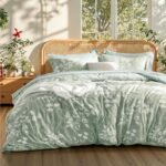 Bedsure Queen Comforter Set - 7 Pieces Floral Sage Green Soft Bedding Sets, Queen Bed in a Bag with Botanical Flowers Comforter, Sheets, Pillowcases & Shams - Image 2