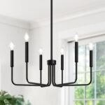 Black Chandelier, 6-Light Farmhouse Chandelier for Dining Room Lighting Fixtures Hanging, Dining Light Fixtures Industrial Modern Chandelier for Bedroom, Foyer, Hall, Kitchen, Living Room and Entryway - Image 2