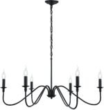 Black Chandelier,6-Light Rustic Industrial Iron Chandeliers for Dining Room Lighting Fixtures Hanging,Candle Hanging Hallway, Living Room, Foyer, Bedroom, Office, Bar,Island Lights - Image 2