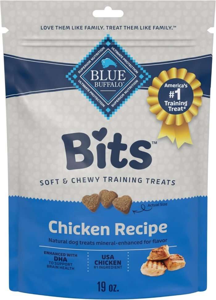 Blue Buffalo Bits Soft Dog Treats for Training, Made With Natural Ingredients & Enhanced with DHA, Chicken Recipe, 19-oz Bag - Image 2