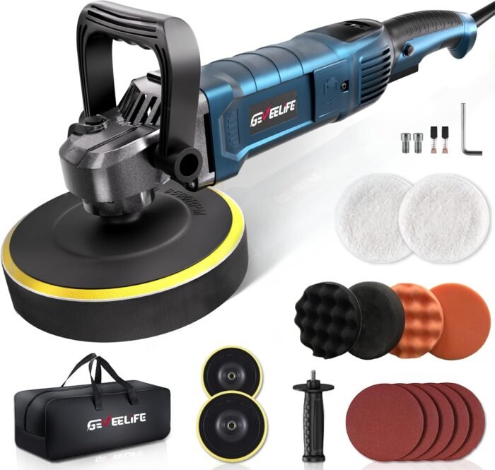 Buffer Polisher, 6 Inch/7 Inch 1600W Rotary Car Buffer Polisher Waxer, 7 Variable Speed 1000-3500 RPM, Detachable Handle for Car, Boat Sanding, Polishing, Waxing - Image 2