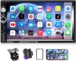 CAMECHO 7" Double Din Car Stereo Audio Bluetooth MP5 Player USB FM Multimedia Radio+ 4 LED Mini Backup Camera with Steering Wheel Remote Support Mobile Phone Synchronization (Used in Android/iOS) - Image 2