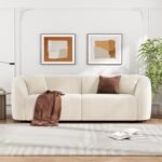Christopher Knight Home 87.50" Velvet Curved Oversized 2 Seater Sofa, Upholstered Couch Chair, Soft Seating Lounge Sofa, Cozy Loveseat with Armrest, Reading Loveseat for Living Room, Home Rest, Cream - Image 2