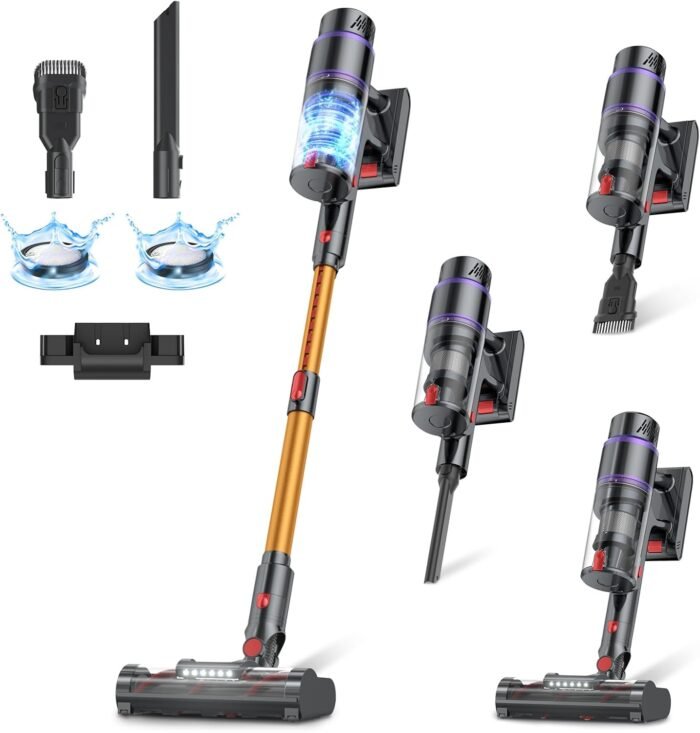 Cordless Vacuum Cleaner, 550W/50Kpa/70Mins Vacuum Cleaners for Home with Smart Auto Mode/LED Touch Display, Self-Standing Cordless Stick Vacuum Rechargeable, Vacuum Cleaner for Pet Hair/Carpet/Floors - Image 2