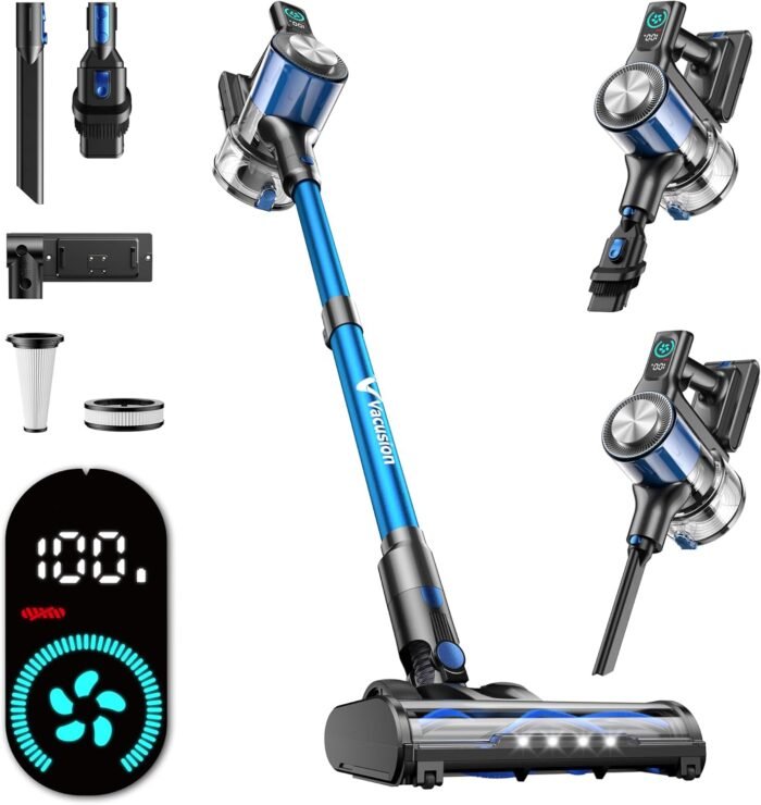 Cordless Vacuum Cleaner, 8-in-1 Cordless Stick Vacuum Cleaner with 3 Suction Modes, Up to 45mins Runtime, Rechargeable, Self-Standing, Wireless Vacuum Cleaners for Home Pet Hair Carpet Car Hard Floor - Image 2